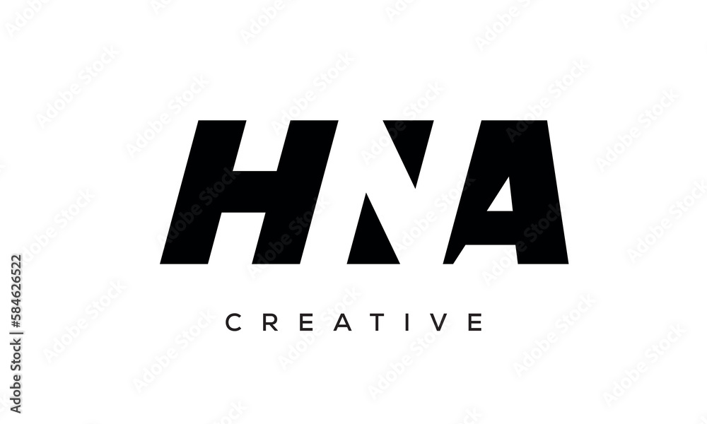 HNA letters negative space logo design. creative typography monogram vector HNA letters negative space logo design. creative typography monogram vector