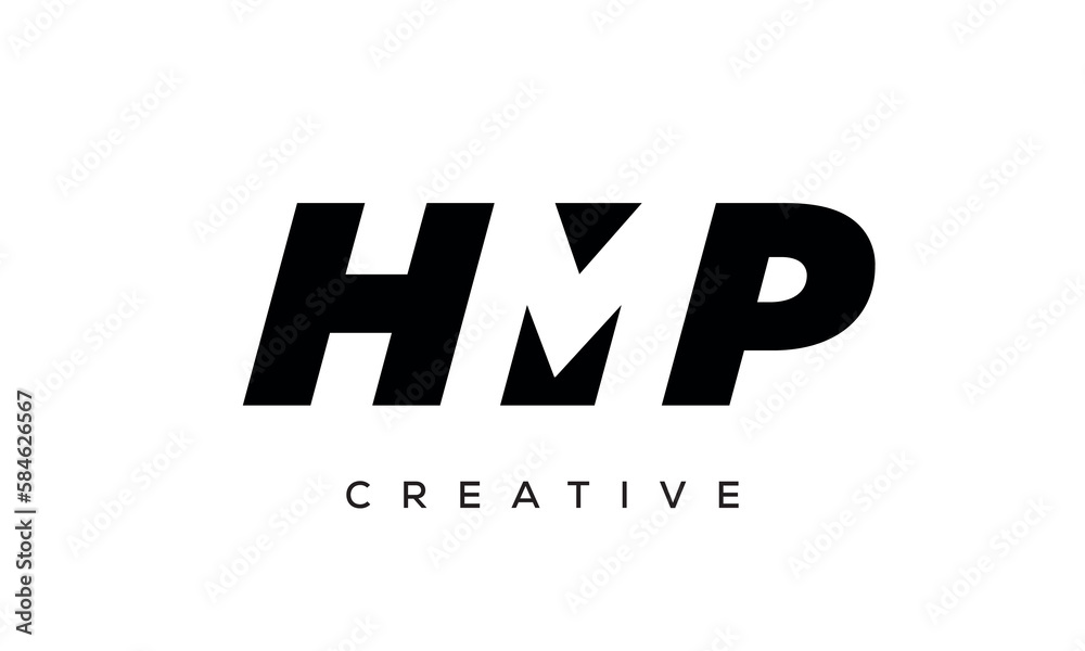 HMP letters negative space logo design. creative typography monogram vector HMP letters negative space logo design. creative typography monogram vector