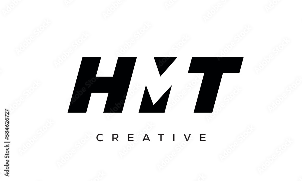 HMT letters negative space logo design. creative typography monogram vector	