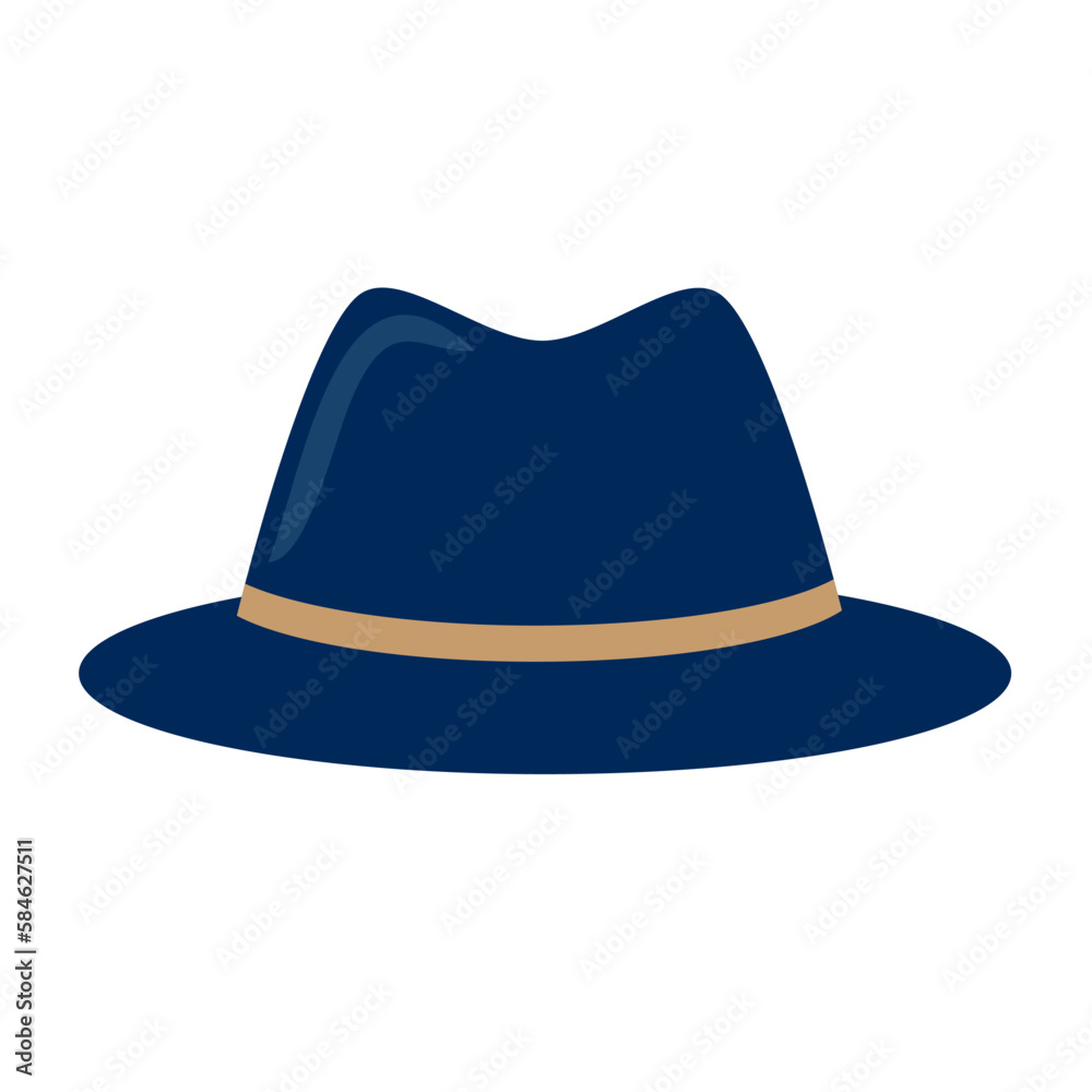 Classic retro man hat. Isolated on white background. Vector illustration. Fedora hat Classic retro man hat. Isolated on white background. Vector illustration. Fedora hat