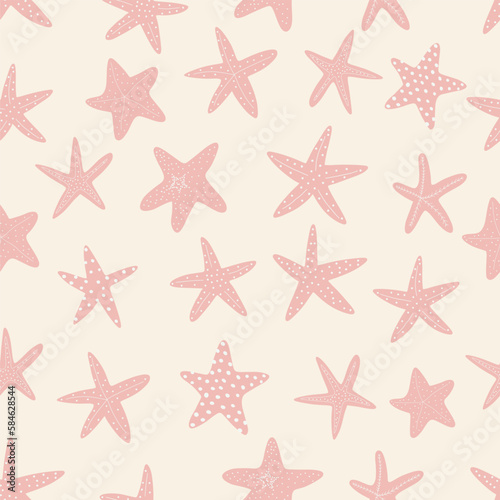 Starfish seamless pattern. Atlantic star. Marine Animal Vector print. © Anna Eshka