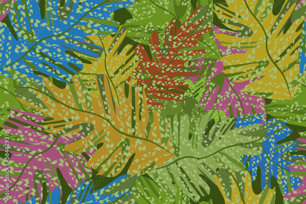 Forest palm leaf seamless pattern.Tropical jungle leaves. Exotic plants, vector illustrationModern pattern seamless hand drawing vector design for fabric interior, curtain, wallpaper, gift paper wrap. Forest palm leaf seamless pattern.Tropical jungle leaves. Exotic plants, vector illustrationModern pattern seamless hand drawing vector design for fabric interior, curtain, wallpaper, gift paper wrap.