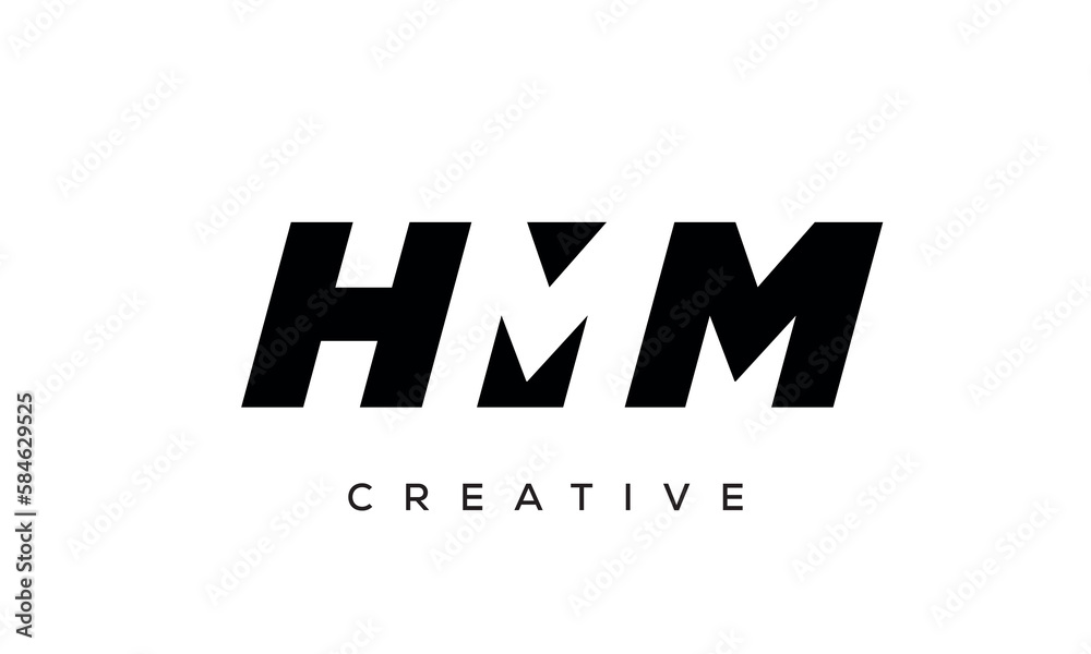 HMM  letters negative space logo design. creative typography monogram vector	