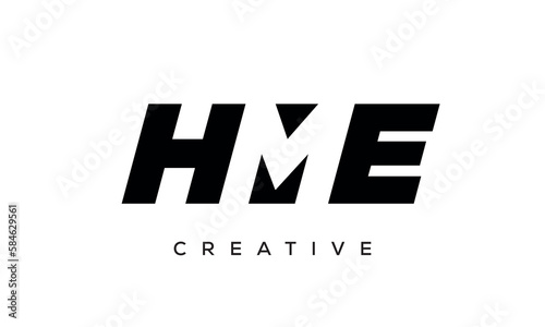 HME letters negative space logo design. creative typography monogram vector 