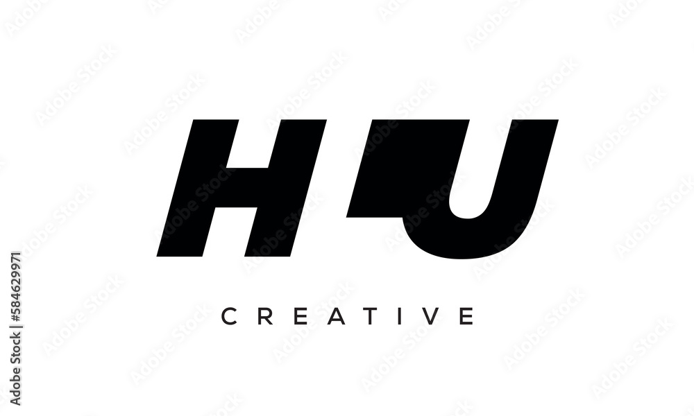 HLU letters negative space logo design. creative typography monogram vector	