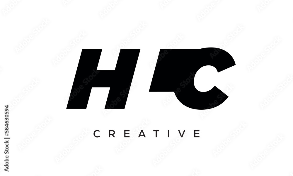 HLC letters negative space logo design. creative typography monogram vector	