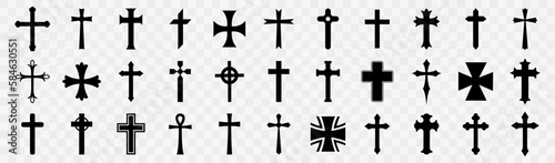 Fotografiet Big set of black religious cross icon