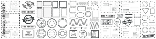 Grunge postage stamp collection. Set of post stamp. Retro grunge postmark photo