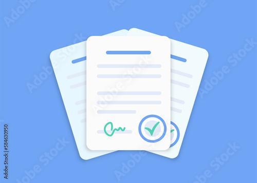 Office paper checklist documents in a flat design
