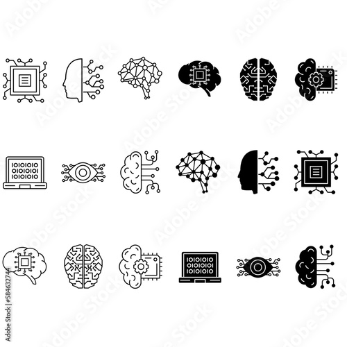 Artificial intelligence icon vector set. AI illustration sign collection. Technology symbol.