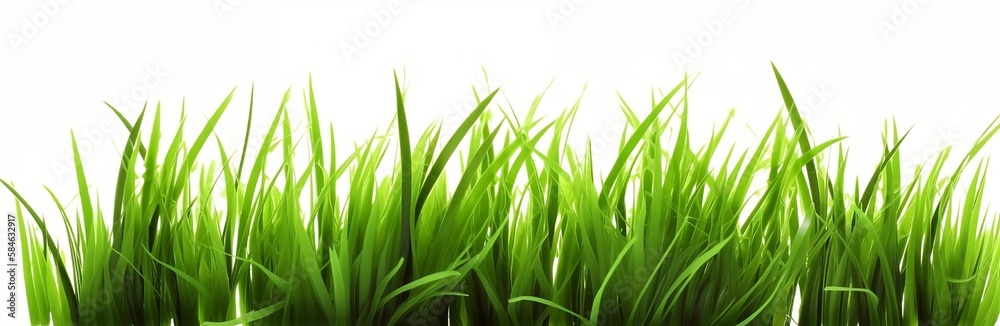 Lush Green Grass on White Background - Generative ai Lush Green Grass on White Background - Generative ai
