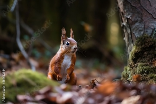 Squirrel in close-up in the forest