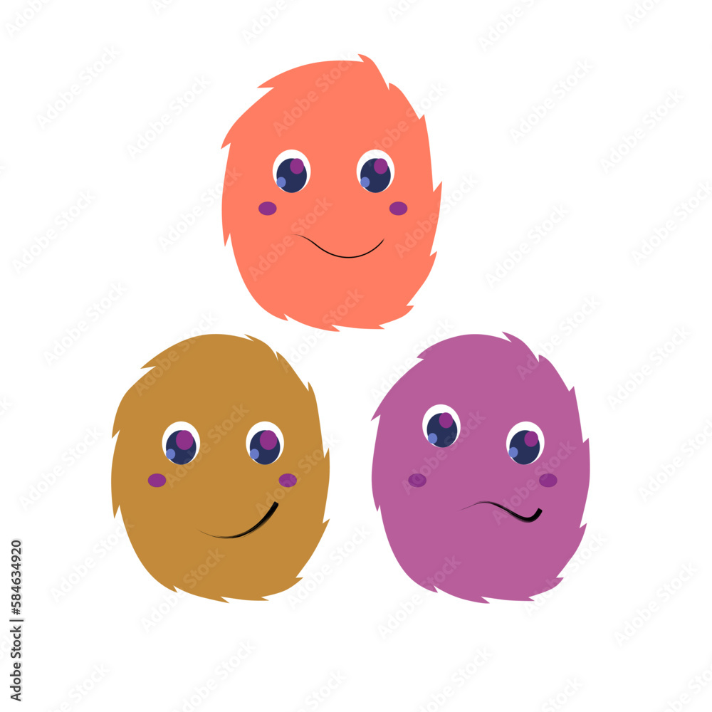 Cute Germs, Viruses Cartoon Characters isolated On White Cute Germs, Viruses Cartoon Characters isolated On White