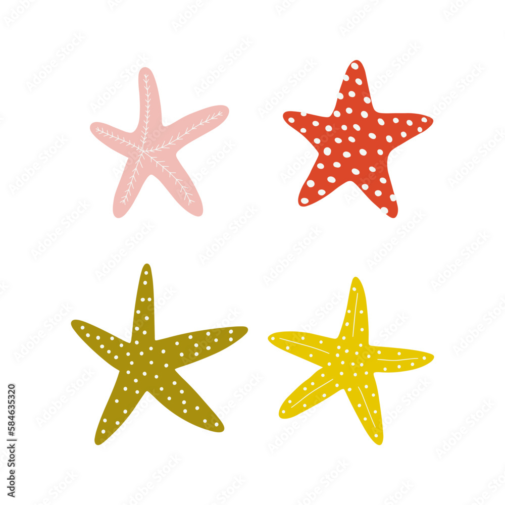 Starfish. Atlantic star. Marine Animal Vector illustration on white background. Starfish. Atlantic star. Marine Animal Vector illustration on white background.