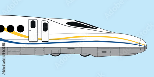 Sidelook of illustrated highspeed train