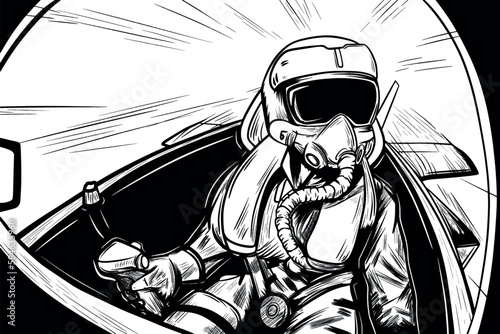 Illustration of Jet fighter pilot vector