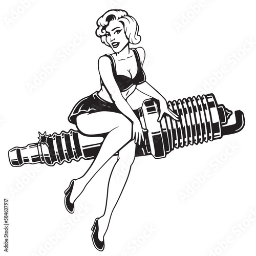 Illustration of pin up girl vector