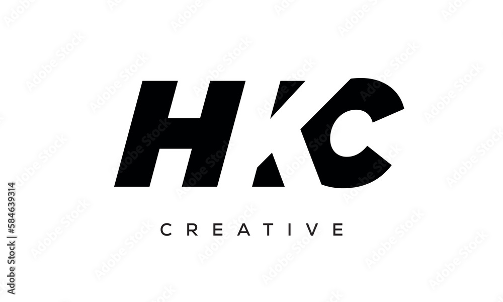 HKC letters negative space logo design. creative typography monogram vector HKC letters negative space logo design. creative typography monogram vector