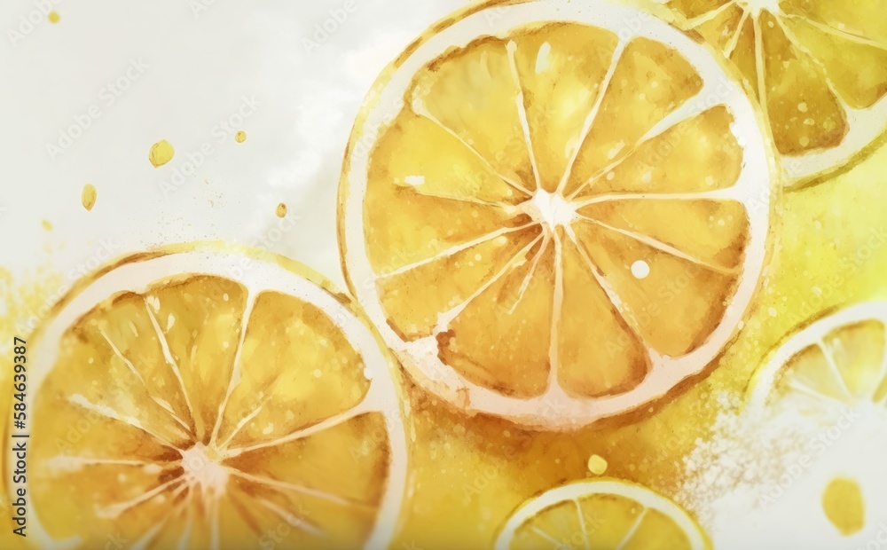 Drawn lemon on white background watercolor tropical fruit organic food illustrations Generative AI Drawn lemon on white background watercolor tropical fruit organic food illustrations Generative AI