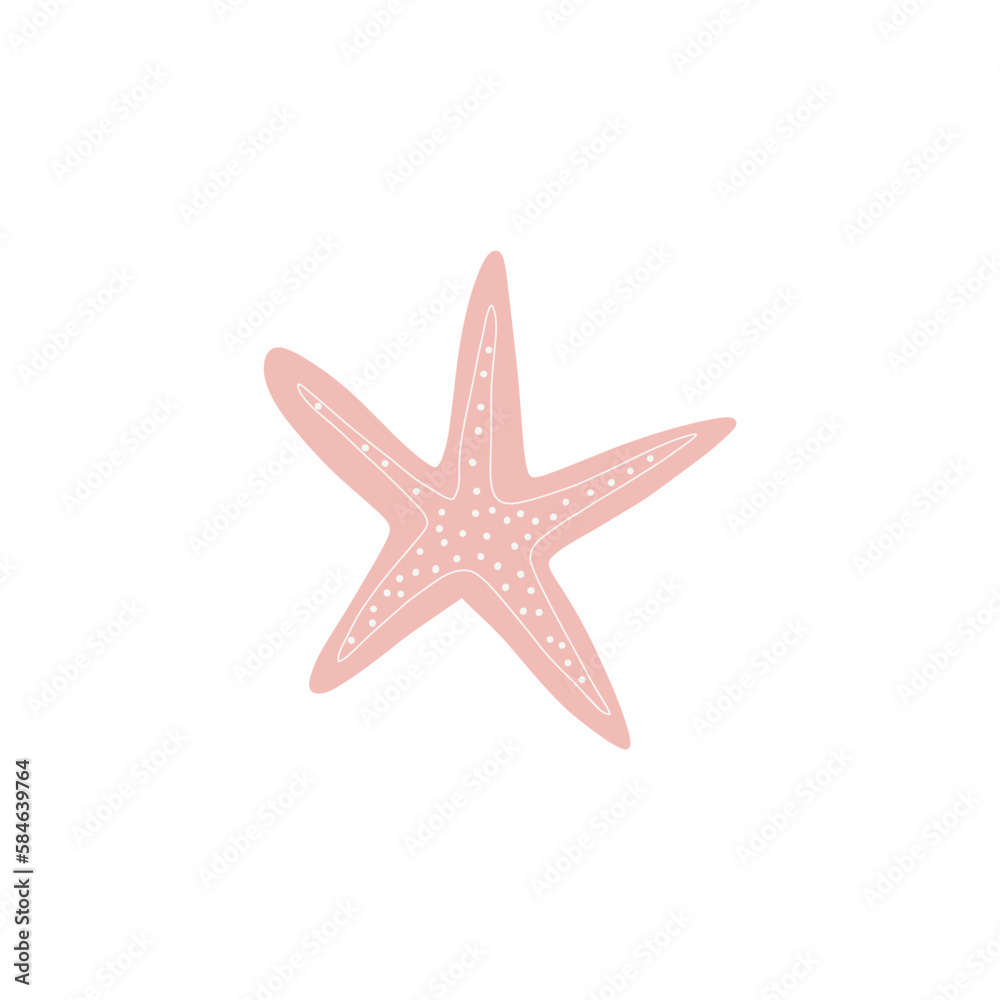 Starfish. Atlantic star. Marine Animal Vector illustration on white background. Starfish. Atlantic star. Marine Animal Vector illustration on white background.