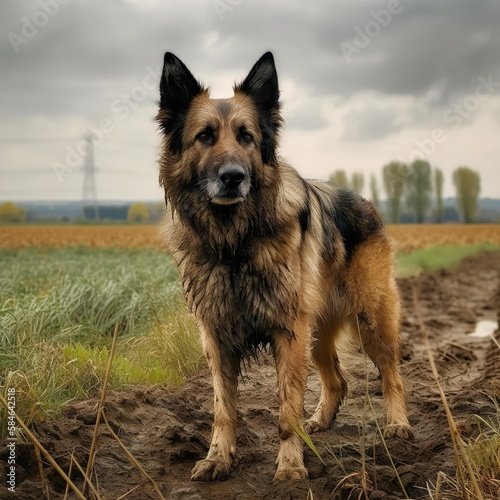 Altdeutscher Schäferhund auf einer Weidewiese