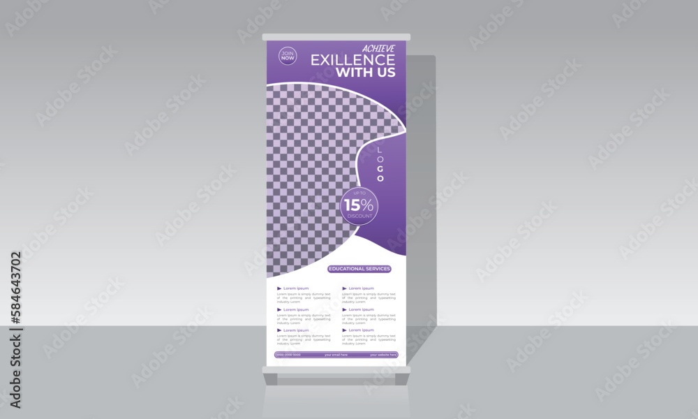 Education Roll Up Banner Standee Template for Education, Admission, Advertisement