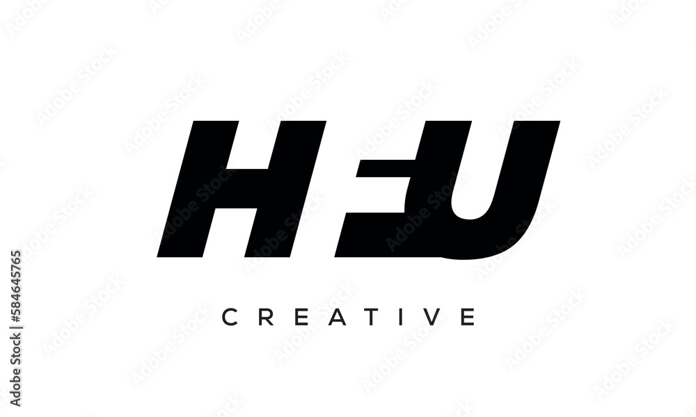 HFU letters negative space logo design. creative typography monogram vector	