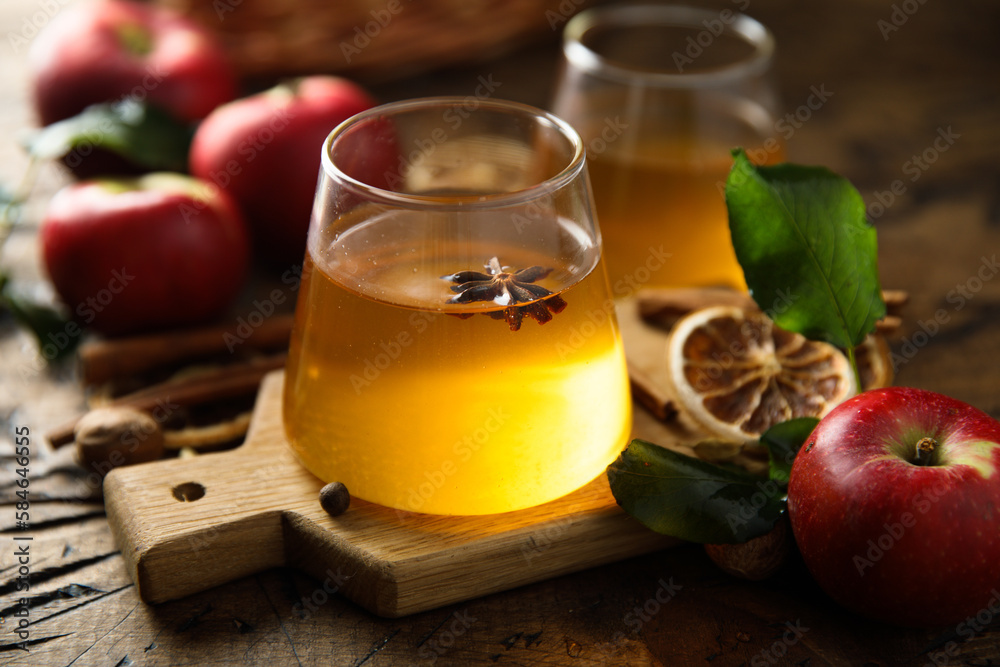 Traditional hot cider with spices