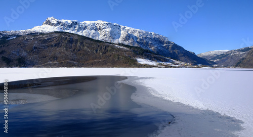 Granvin Lake, near Voss, Norway in Winter