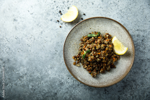 Healthy quinoa with lentil and vegetables