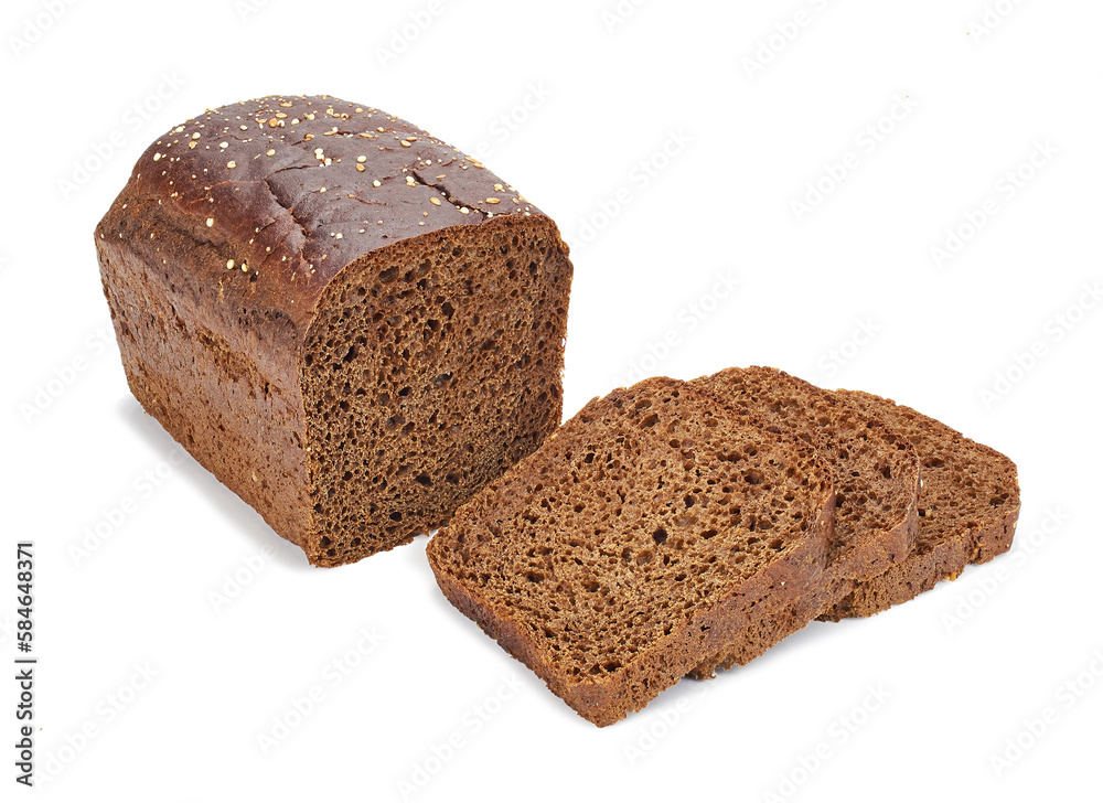 pieces of home made rye bread isolated on white background pieces of home made rye bread isolated on white background