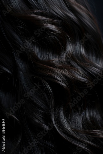 Beautiful black hair background, created with generative AI © MiraCle72