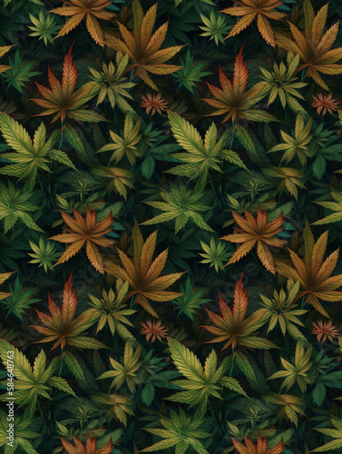 Canabis seamless pattern, created with generative AI