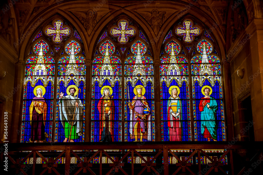 The Royal Chapel in Dreux, France. Stained glass.