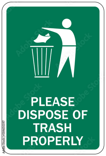 Pitch in sign and labels please dispose of trash properly
