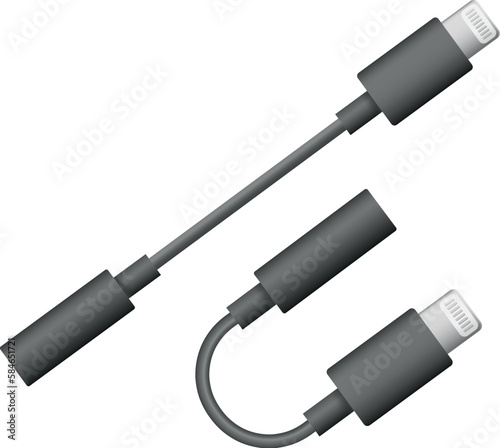 black AUX to Lightning adapter