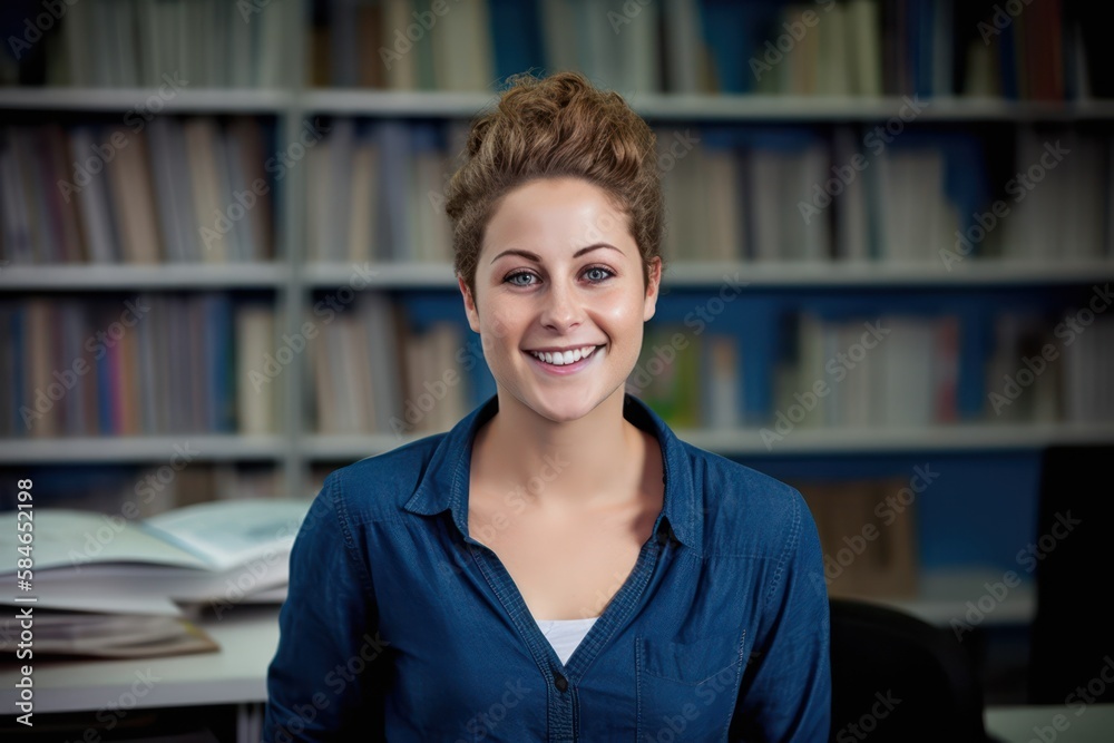 Young architect's smiling portrait in studio. Photo generative AI Young architect's smiling portrait in studio. Photo generative AI
