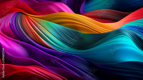 Background  multi-colored silk waves. Illustration. Wallpapers. Generative AI