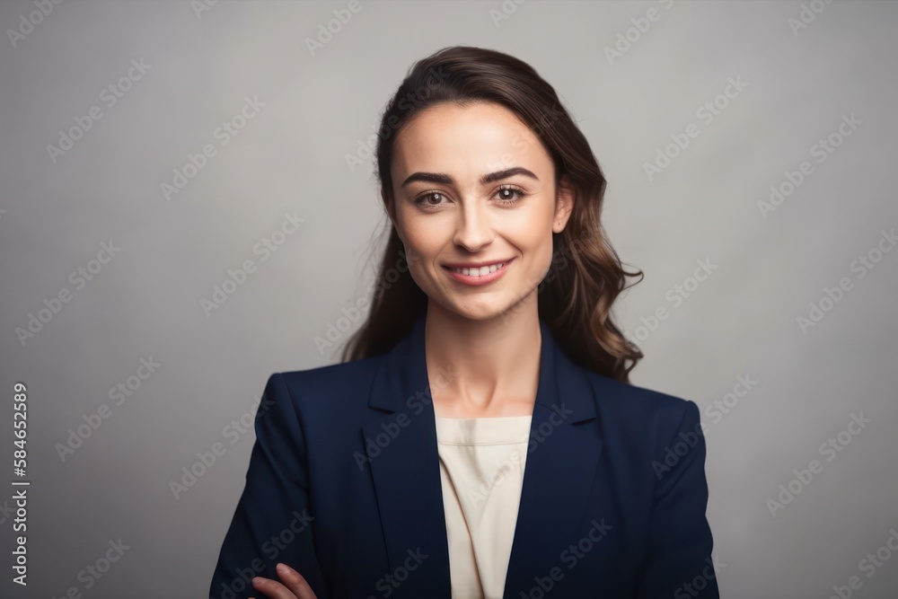 Studio portrait of businesswoman looking at camera.. Photo generative AI Studio portrait of businesswoman looking at camera.. Photo generative AI