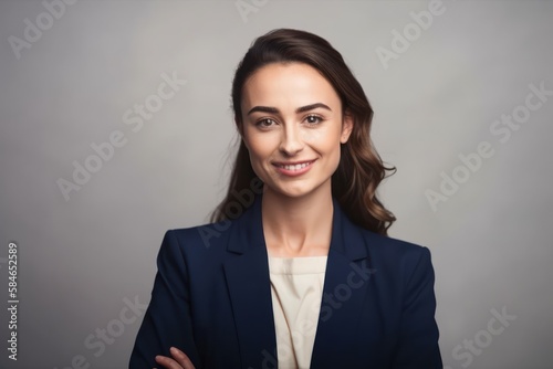 Studio portrait of businesswoman looking at camera.. Photo generative AI