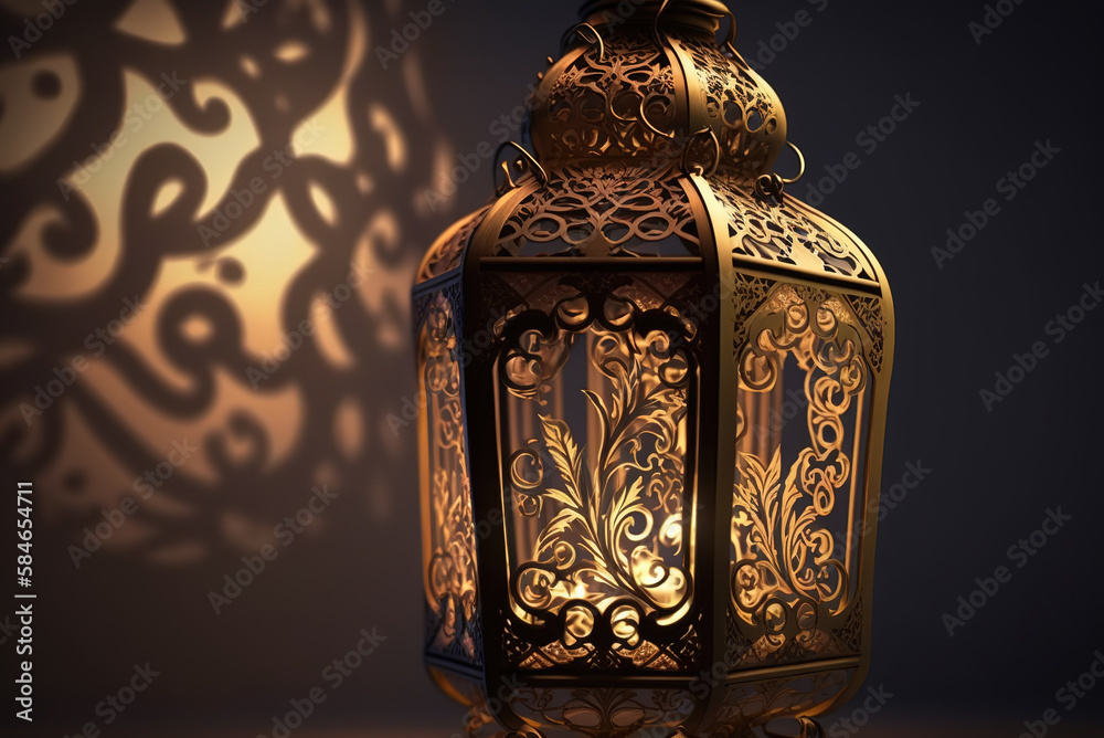 Eid and Ramadan Kareem Lantern Generative AI