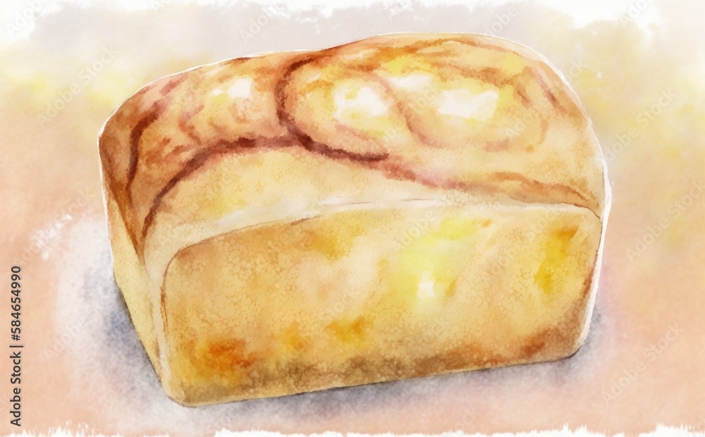 drawn handmade bread watercolor baked pastry organic food illustrations Generative AI