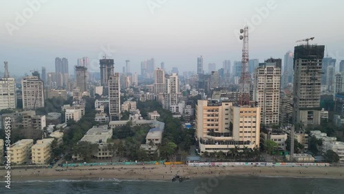 Dadar city view from Dadar chow patty beach evening bird eye view mumbai photo