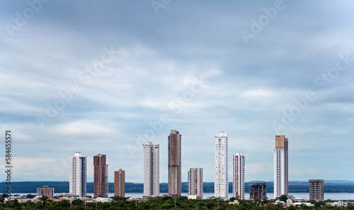 Skyscrapers near the lake long exposure