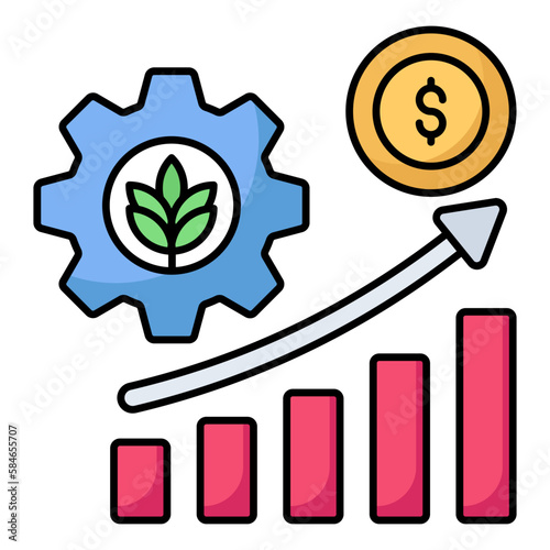 profit and cost efficiency Concept, Increased crop yields and reducing cost  Vector Icon Design, Smart farming symbol, e-agriculture Sign, digital agricultural revolution stock 