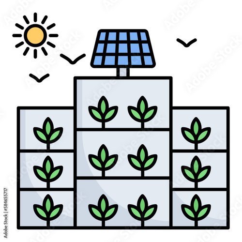 Eco Vertical farming Concept, indoor Plant Growing System Vector Icon Design, Smart farming symbol, e-agriculture Sign, digital agricultural revolution stock illustration