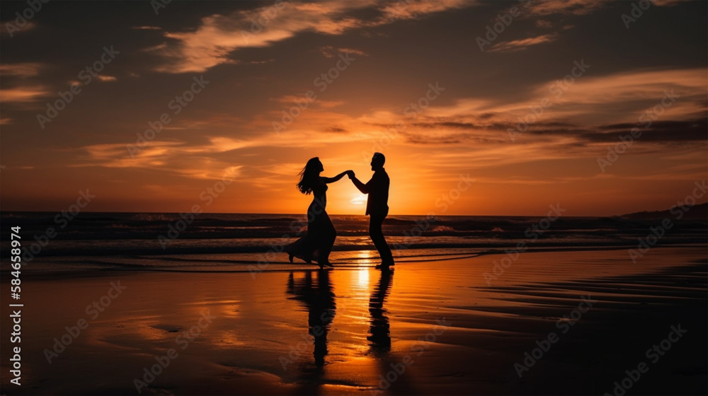 Couple Dancing at Sunset