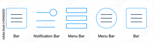 A set of 5 Mix icons as bar, notification bar, menu bar