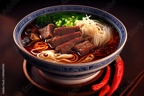 AI generates illustrations beef noodles photo