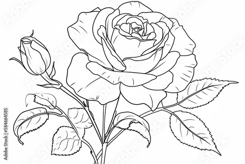 Rose in a vector style isolated. Generative AI	